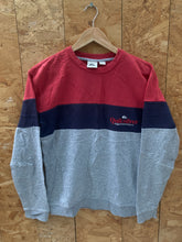 Vintage 90s grey blue red Quiksilver embroidered logo crew neck sweater size S